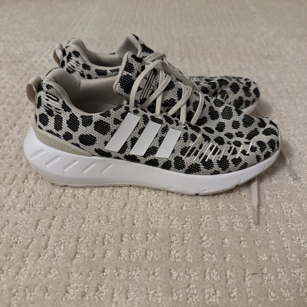Adidas Kids Sneakers - Black and White Leopard Print
